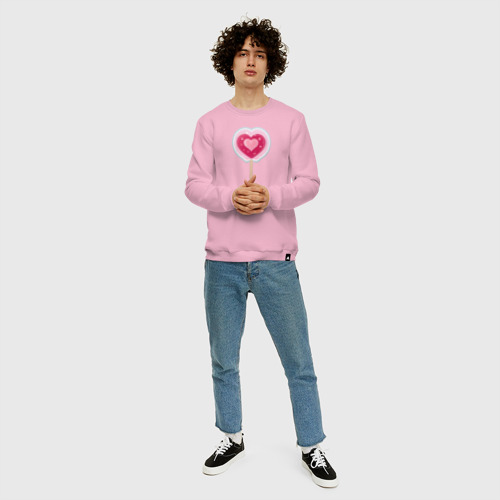 Мужской свитшот хлопок Леденец на палочке, цвет светло-розовый - фото 5