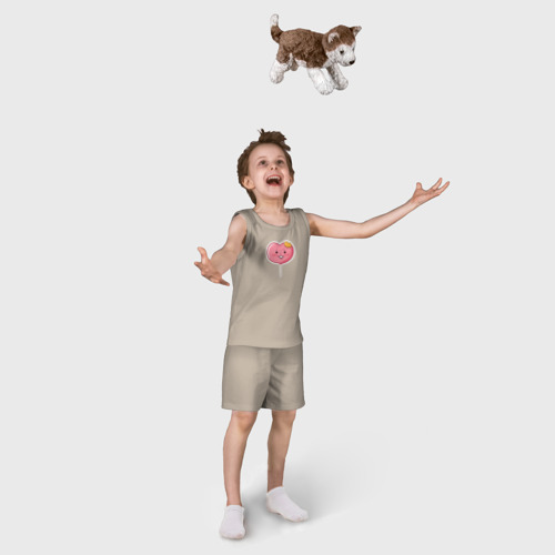 Детская пижама с шортами хлопок Леденец на палочке, цвет миндальный - фото 5