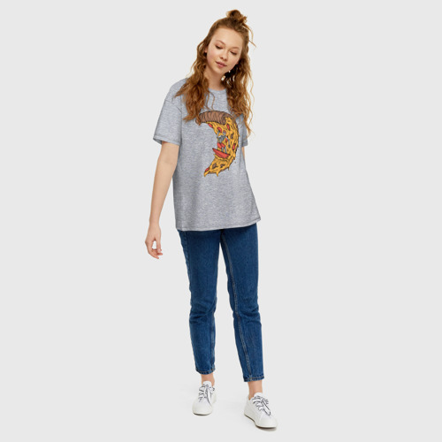Женская футболка хлопок Oversize с принтом Пицца серфер, вид сбоку #3
