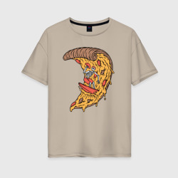 Женская футболка хлопок Oversize Пицца серфер