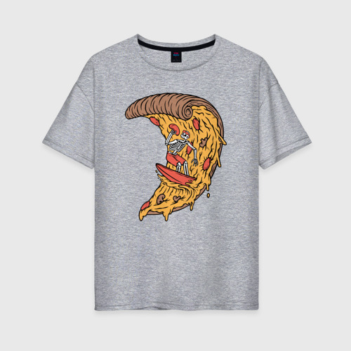 Женская футболка хлопок Oversize с принтом Пицца серфер, вид спереди #2