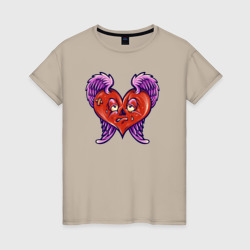 Грустное ангельское сердце – Женская футболка хлопок с принтом купить со скидкой в -20%