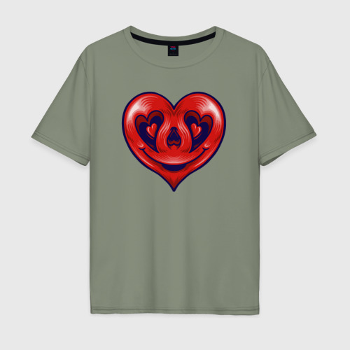 Мужская футболка хлопок Oversize с принтом Smiling heart, вид спереди #2