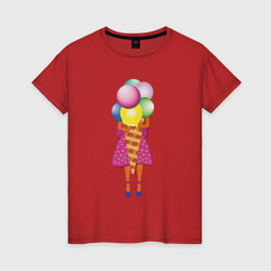 Женская футболка хлопок Девочка с мороженым