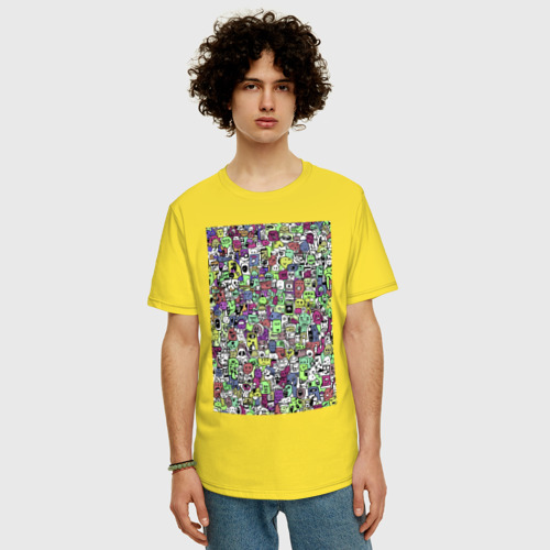 Мужская футболка хлопок Oversize Дудлы, цвет желтый - фото 3