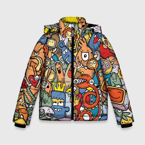 Зимняя куртка для мальчиков 3D с принтом Самые веселые существа, вид спереди #2