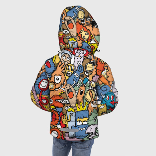 Зимняя куртка для мальчиков 3D с принтом Самые веселые существа, вид сзади #2