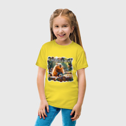 Детская футболка хлопок Мем капибара с пилой: люди делятся на две части - фото 2