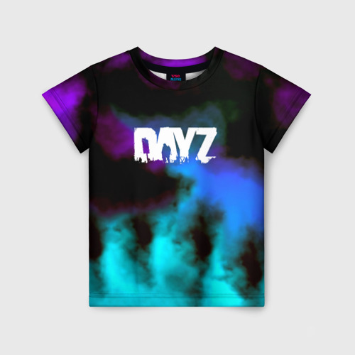 Детская футболка с принтом Dayz неоновый космос, вид спереди №1
