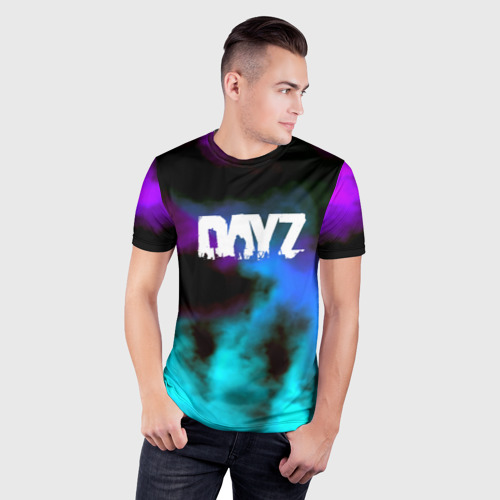 Мужская футболка 3D Slim Dayz неоновый космос, цвет 3D печать - фото 3