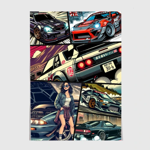 Постер Japanese cars art