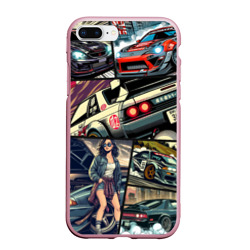 Чехол для iPhone 7Plus/8 Plus матовый Japanese cars art