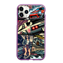 Чехол для iPhone 11 Pro Max матовый Japanese cars art