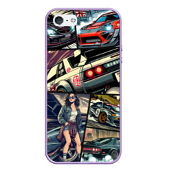 Чехол для iPhone 5/5S матовый Japanese cars art