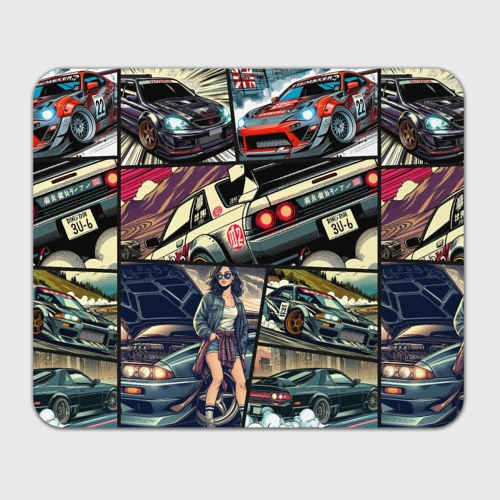 Прямоугольный коврик для мышки Japanese cars art