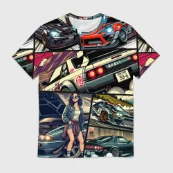 Мужская футболка 3D Japanese cars art