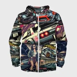 Мужская ветровка 3D Japanese cars art