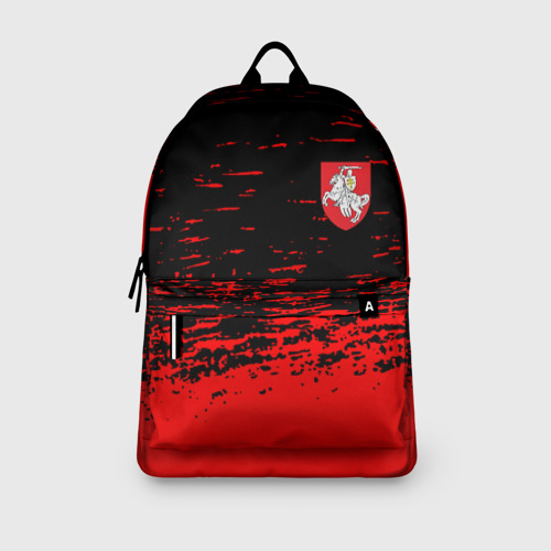 Рюкзак 3D с принтом Герб Белоруссии краски красные, вид сбоку #3