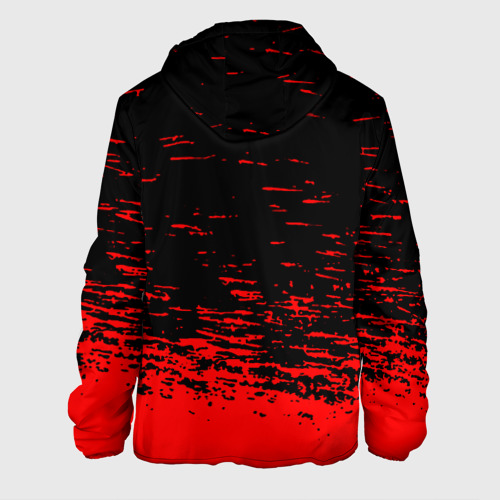 Мужская куртка 3D с принтом Герб Белоруссии краски красные, вид сзади #1