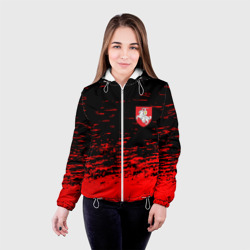 Женская куртка 3D Герб Белоруссии краски красные - фото 2