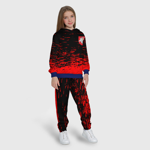 Детский костюм с толстовкой с принтом Герб Белоруссии краски красные, вид сбоку #3