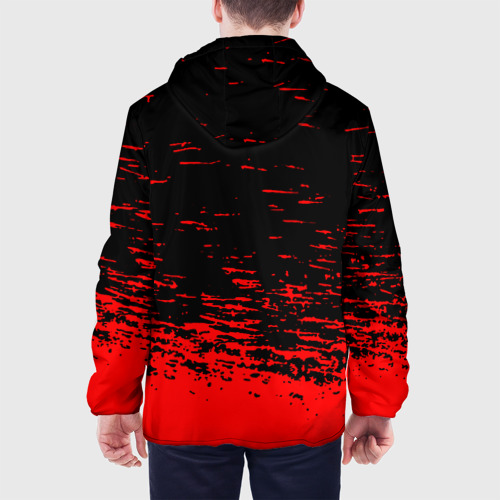 Мужская куртка 3D с принтом Герб Белоруссии краски красные, вид сзади #2