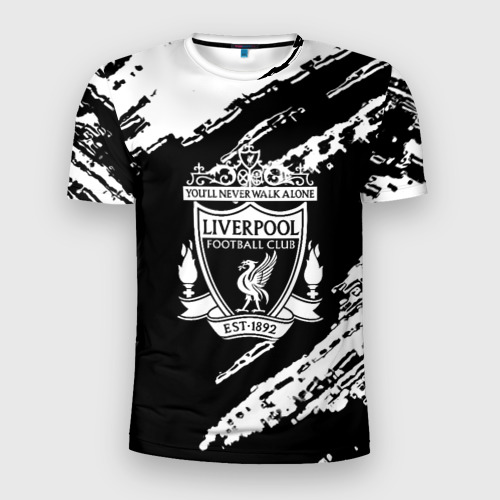 Мужская футболка 3D Slim с принтом Liverpool белые краски текстура, вид спереди #2