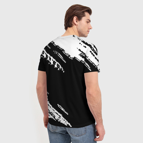 Мужская футболка 3D с принтом Liverpool белые краски текстура, вид сзади #2