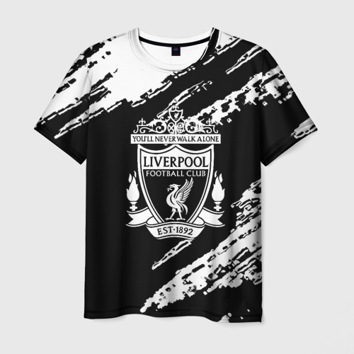 Мужская футболка 3D с принтом Liverpool белые краски текстура, вид спереди #2