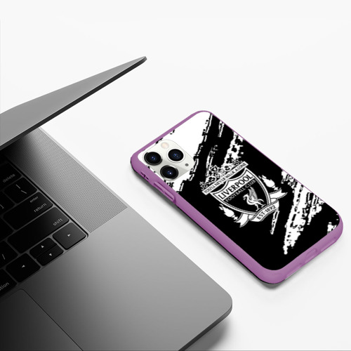 Чехол для iPhone 11 Pro матовый с принтом Liverpool белые краски текстура, фото #5