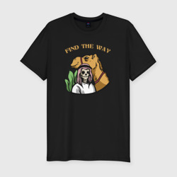 Скелет-бедуин и верблюд – Мужская футболка хлопок Slim с принтом купить