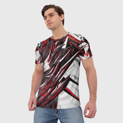 Мужская футболка 3D Белый и красный агрессивный металл - фото 2