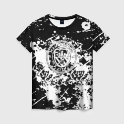 Женская футболка 3D Manchester City краски чёрно белые