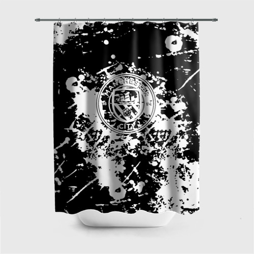 Штора 3D для ванной Manchester City краски чёрно белые