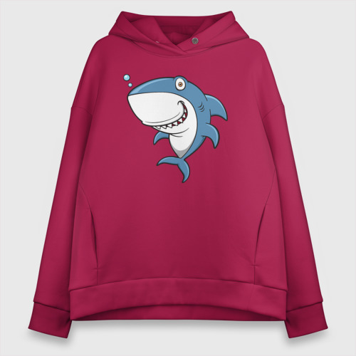 Женское худи Oversize хлопок Cute shark, цвет маджента