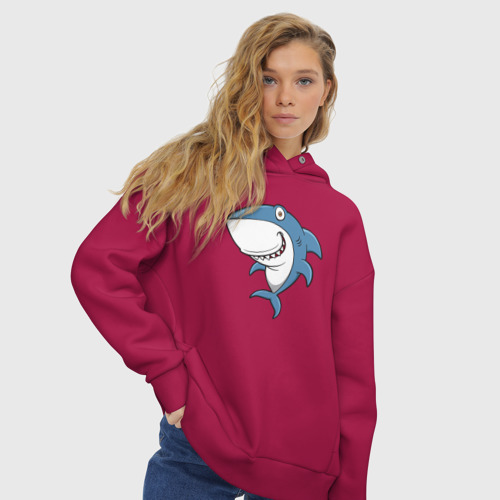 Женское худи Oversize хлопок Cute shark, цвет маджента - фото 4