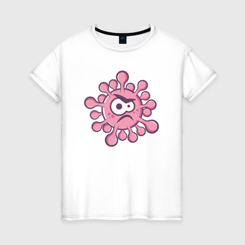 Женская футболка из хлопка с принтом Розовый вирус, вид спереди №1
