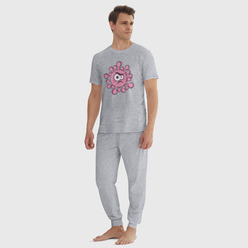 Мужская пижама хлопок Розовый вирус, цвет меланж - фото 5