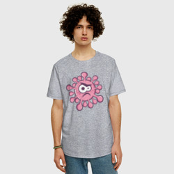 Мужская футболка хлопок Oversize Розовый вирус - фото 2