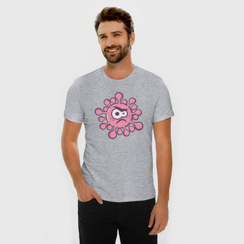 Мужская футболка хлопок Slim Розовый вирус, цвет меланж - фото 3