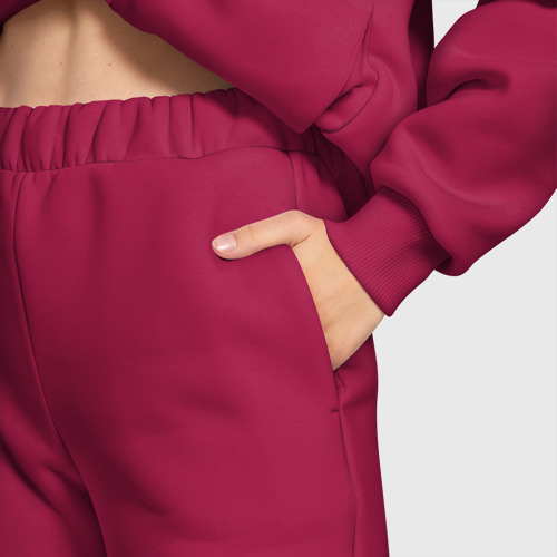 Женский костюм хлопок Oversize с принтом Розовый вирус, вид сбоку #3