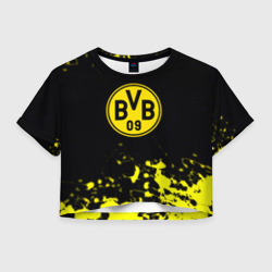 Женская футболка Crop-top 3D Borussia краски жёлтые