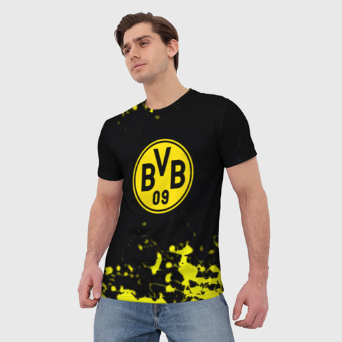 Мужская футболка 3D Borussia краски жёлтые, цвет 3D печать - фото 3