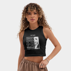 Женская укороченная майка-топ хлопок Поднятие уровня в одиночку Заповеди Храма - фото 2