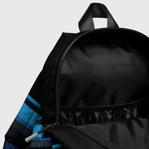 Детский рюкзак 3D с принтом Черная и синяя геометрическая абстракция, фото #4