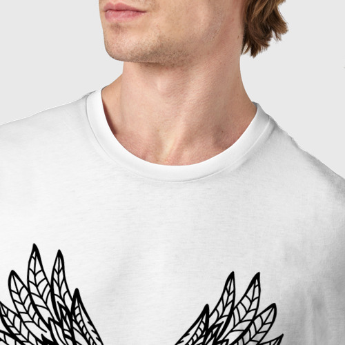 Мужская футболка хлопок с принтом Полёт совы маркером, фото #4
