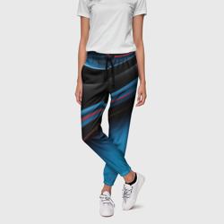 Синии волны  абстракции  на черном фоне – Женские брюки 3D с принтом купить