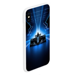 Чехол для iPhone XS Max матовый Формула 1 на абстрактном синем и черном фоне - фото 2