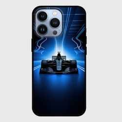 Чехол для iPhone 13 Pro Формула 1 на абстрактном синем и черном фоне