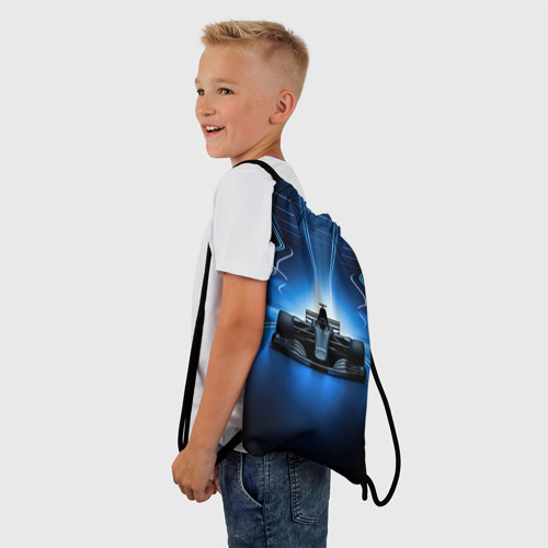 Рюкзак-мешок 3D Формула 1 на абстрактном синем и черном фоне - фото 3
